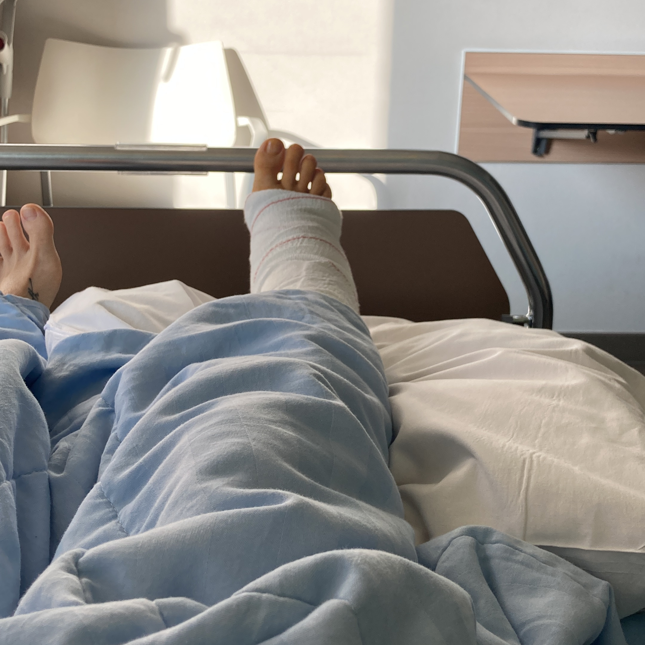 foot in bandage in hospital
